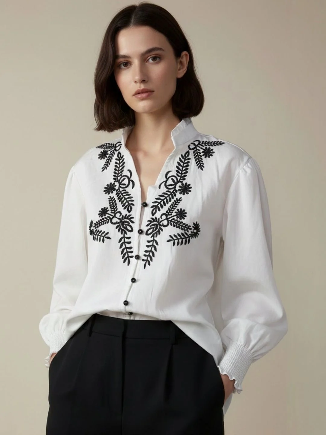 Women’s Elegant White Puff Sleeve Top